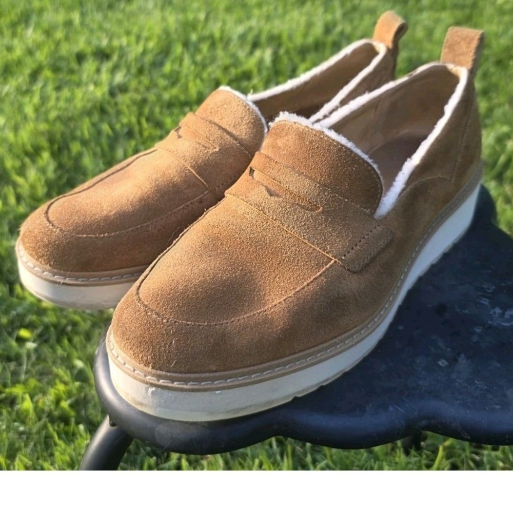 UGG Deaven Chestnut Suede Penny Loafer Platform Shoes Womens